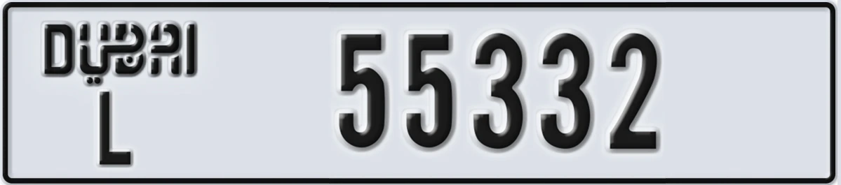 UAE License Plate Dubai L 55332