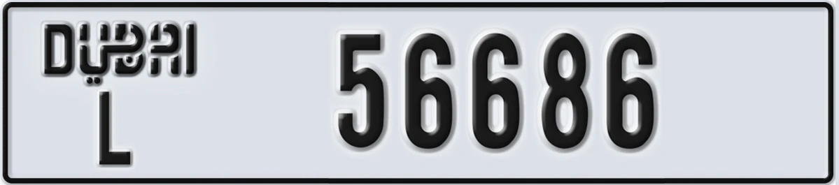 UAE License Plate Dubai L 56686