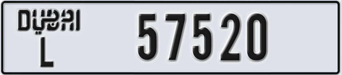 UAE License Plate Dubai L 57520