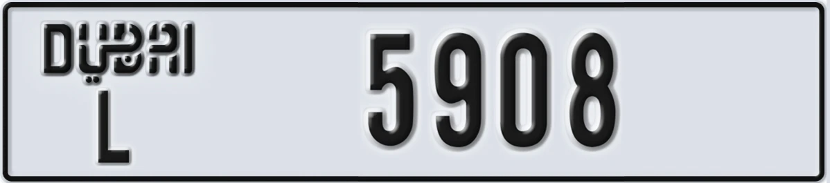 UAE License Plate Dubai L 5908