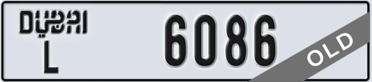 UAE License Plate Dubai L 6086
