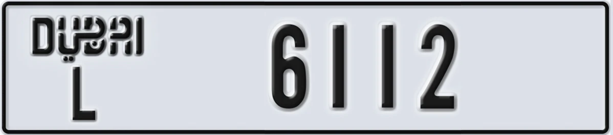 UAE License Plate Dubai L 6112