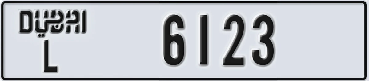 UAE License Plate Dubai L 6123