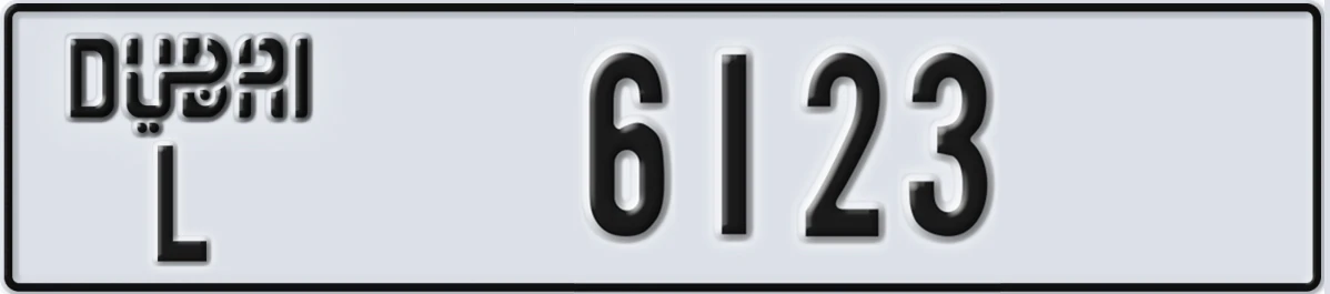 UAE License Plate Dubai L 6123