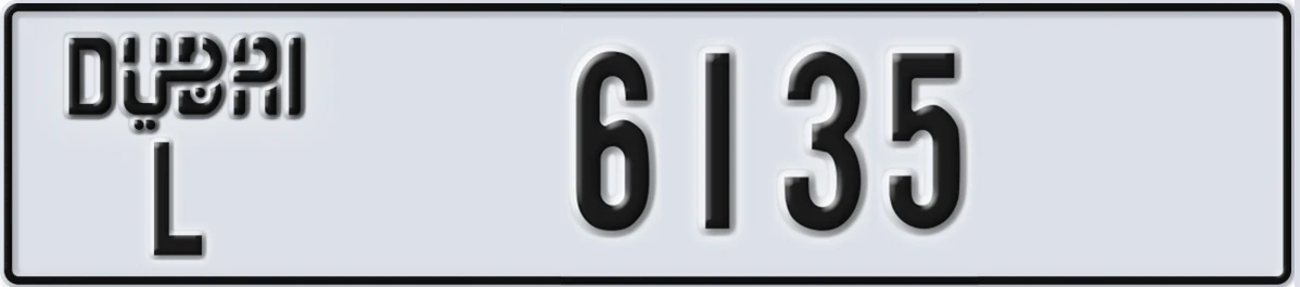 UAE License Plate Dubai L 6135