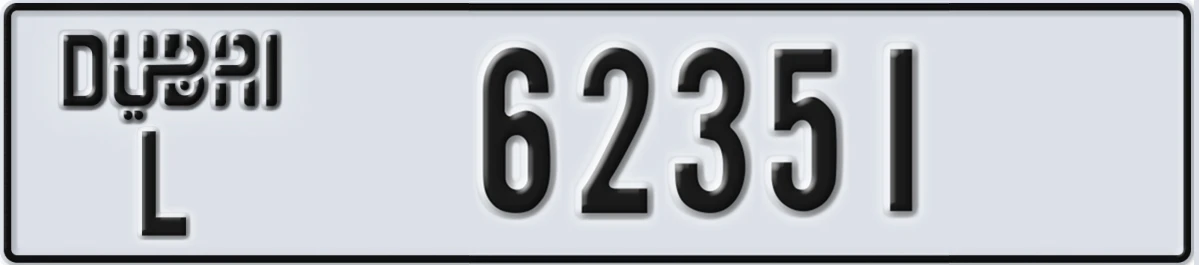 UAE License Plate Dubai L 62351