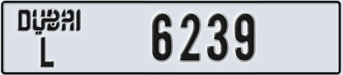 UAE License Plate Dubai L 6239