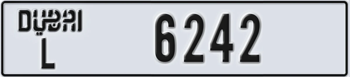 UAE License Plate Dubai L 6242