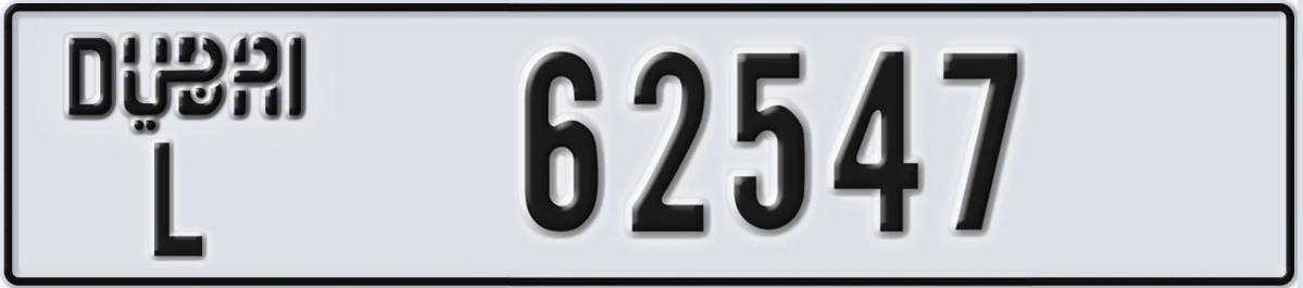 UAE License Plate Dubai L 62547
