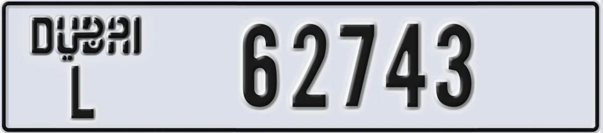 UAE License Plate Dubai L 62743