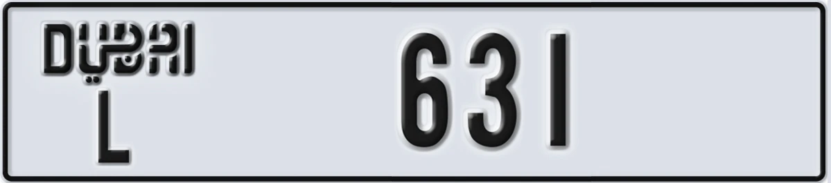 UAE License Plate Dubai L 631