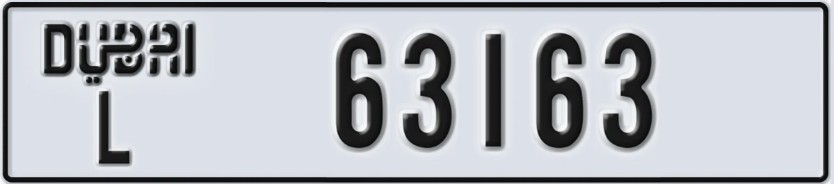 UAE License Plate Dubai L 63163