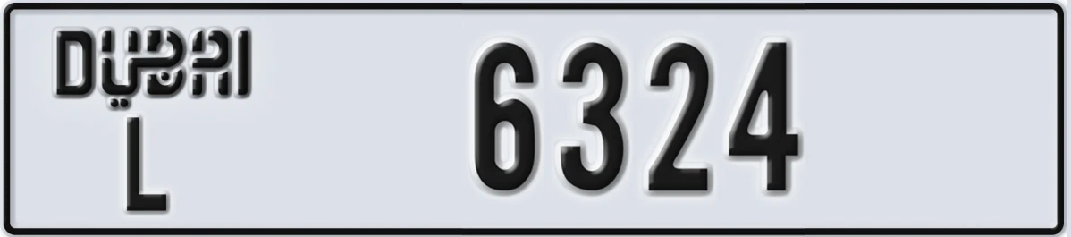 UAE License Plate Dubai L 6324