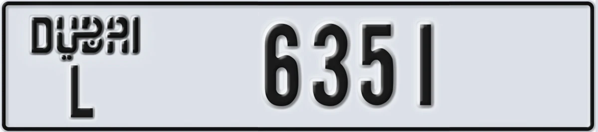 UAE License Plate Dubai L 6351