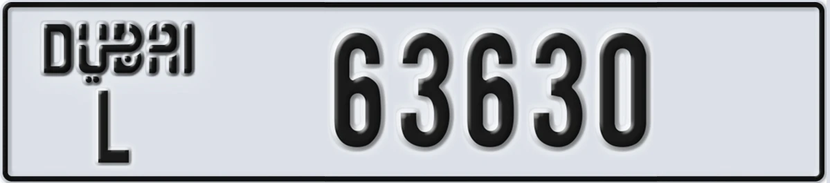 UAE License Plate Dubai L 63630