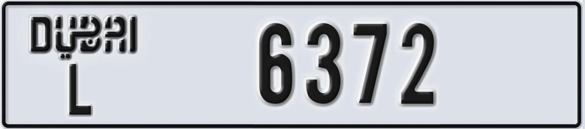 UAE License Plate Dubai L 6372