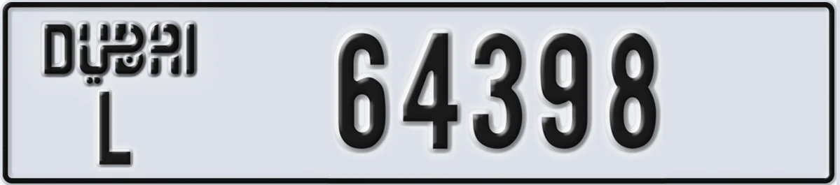UAE License Plate Dubai L 64398