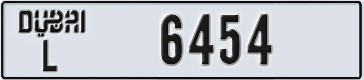 UAE License Plate Dubai L 6454