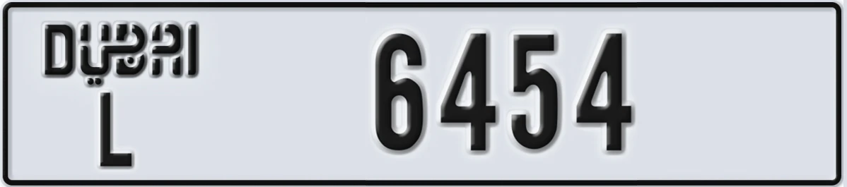 UAE License Plate Dubai L 6454