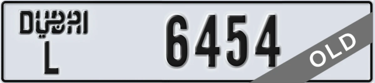 UAE License Plate Dubai L 6454