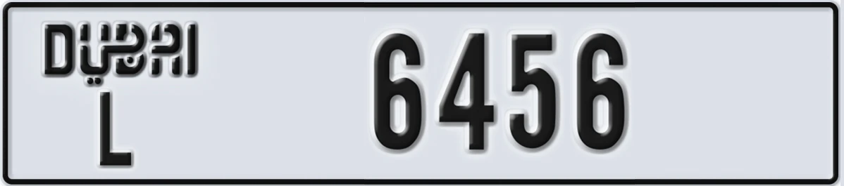 UAE License Plate Dubai L 6456