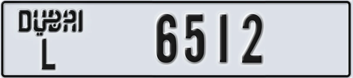 UAE License Plate Dubai L 6512