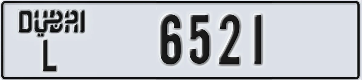 UAE License Plate Dubai L 6521