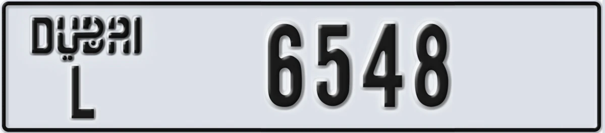 UAE License Plate Dubai L 6548