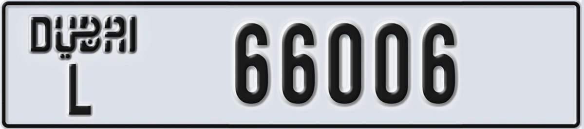 UAE License Plate Dubai L 66006