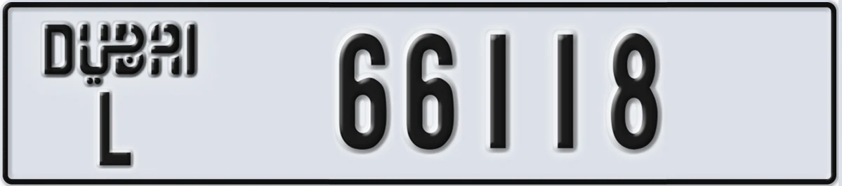 UAE License Plate Dubai L 66118