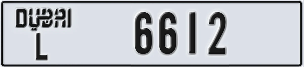 UAE License Plate Dubai L 6612