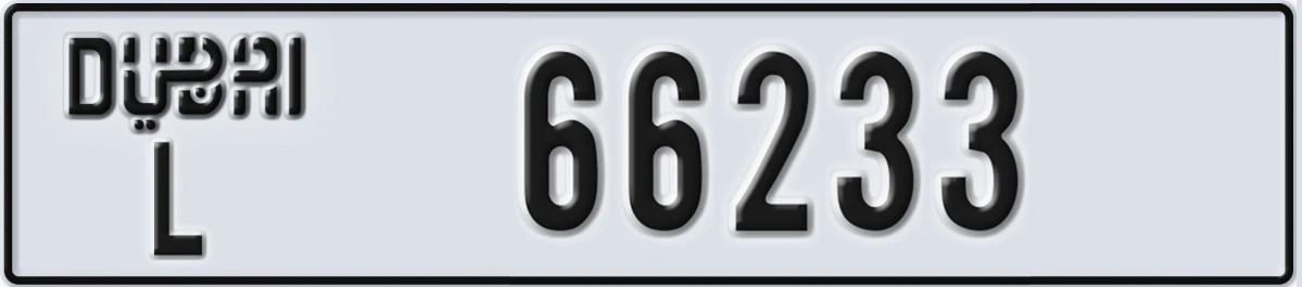 UAE License Plate Dubai L 66233