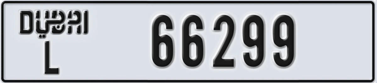 UAE License Plate Dubai L 66299