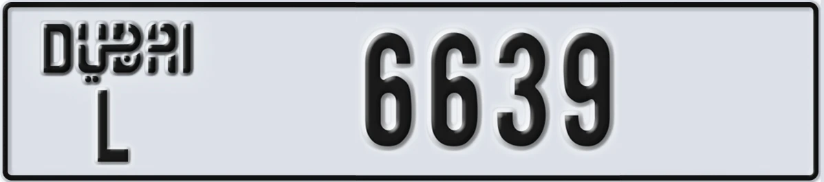 UAE License Plate Dubai L 6639