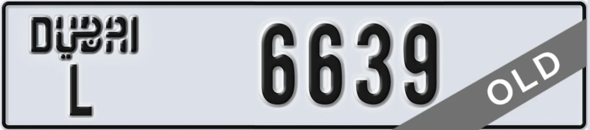 UAE License Plate Dubai L 6639