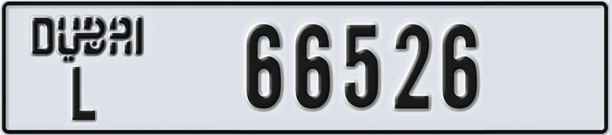 UAE License Plate Dubai L 66526