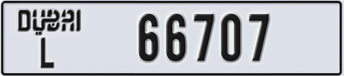 UAE License Plate Dubai L 66707