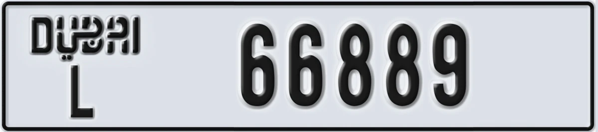 UAE License Plate Dubai L 66889