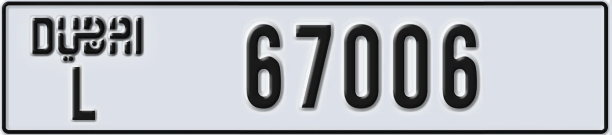 UAE License Plate Dubai L 67006