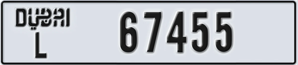 UAE License Plate Dubai L 67455