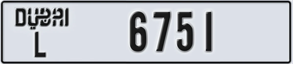UAE License Plate Dubai L 6751