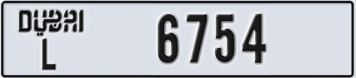 UAE License Plate Dubai L 6754