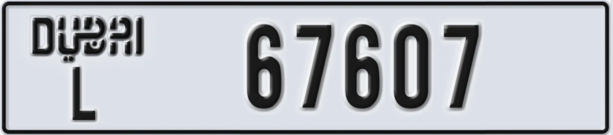 UAE License Plate Dubai L 67607