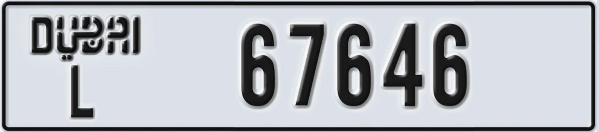 UAE License Plate Dubai L 67646