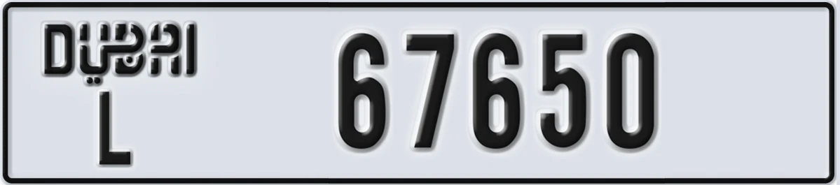 UAE License Plate Dubai L 67650