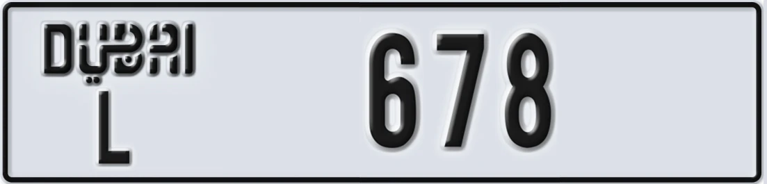 UAE License Plate Dubai L 678X