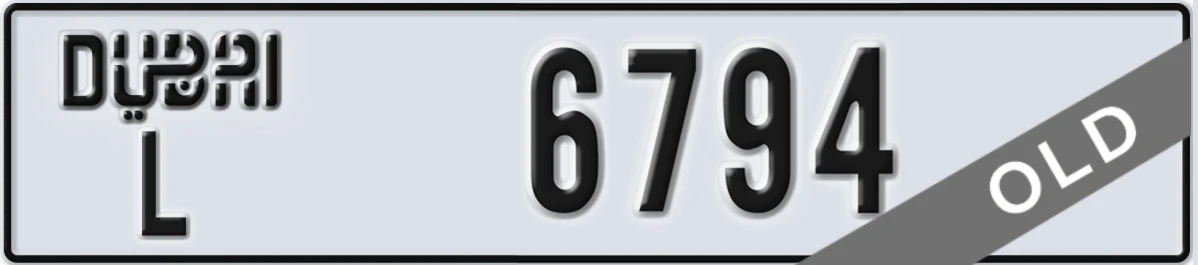 UAE License Plate Dubai L 6794