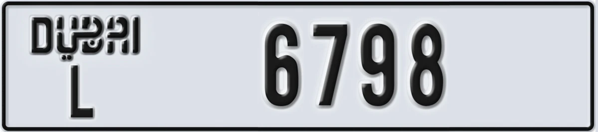 UAE License Plate Dubai L 6798