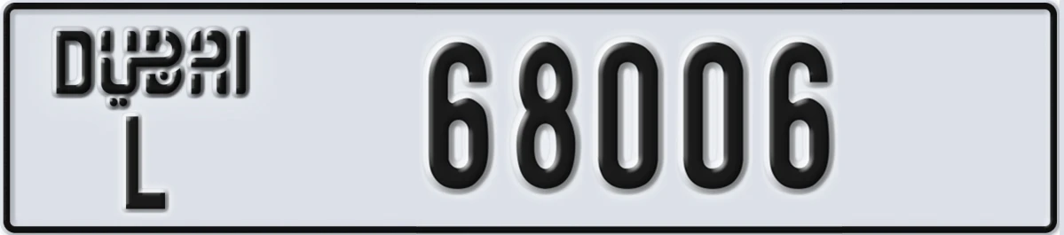 UAE License Plate Dubai L 68006