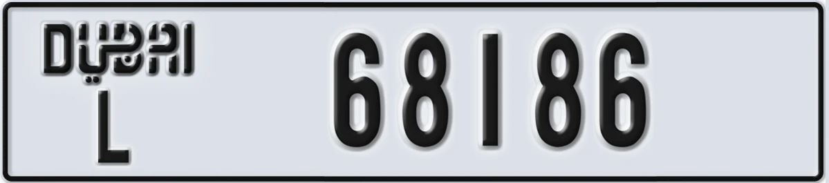 UAE License Plate Dubai L 68186